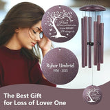 Memorial Engraved Wind Chimes Personalized, Tree of Life Wind Chimes for Loss Loved One Mother Father, Memorial Gifts for Sympathy Remembrance Bereavement, Produced in USA