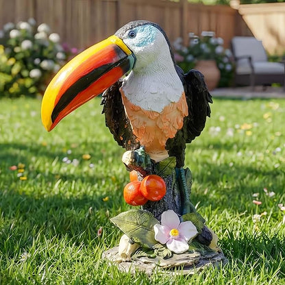 Real Toucan Statue, Colorful Outdoor Bird Decor Sculptur, Resin Bird Ornament, Tropical Tiki Bar & Garden Decor, Waterproof & Weather-Resistant for Bird Lovers