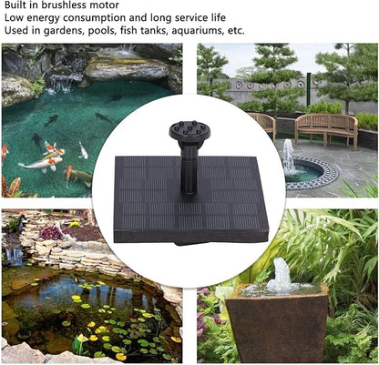Solar Water Fountain for Bird Bath,Solar Bird Bath Fountains Pump with 6 Nozzles Monocrystalline Silicon Square Floating Outdoor Solar Water Pump for Garden, Pond, Pool