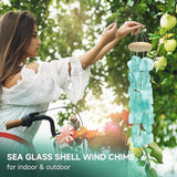 Wind Chimes for Outside 26", Clear Tones Lake Blue Sea Shell Wind Chimes Outdoor, Handcrafted Capiz Sea Glass Shells Windchimes Memorial Wind Chime for Patio, Garden, Porch Decor, Beach Gifts