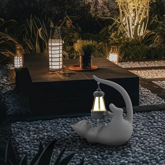 Elephant/Cat Sculpture Lantern Decor - Outdoor Lanterns&Indoor Statue Decorations for Garden,Yard,Porch,Home,Balcony - Gifts for Birthdays,Christmas,Children,Friends,Family,Mom,Women (DG - Lyin)