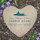 GiftsForYouNow Personalized Heart Fishing Memorial Garden Stone – Custom Engraved Outdoor Tribute with Boat Design, Name, and Dates for Remembrance