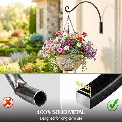 Lifyzoon Heavy Duty Plant Hanger Bracket: 2 Packs 16 Inch Metal Hanging Plant Bracket, 80lbs Weight Capacity - Hanging Plant Wall Hooks for Bird Feeder, Wind Chimes, Flower Baskets, Indoor Outdoor