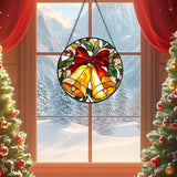 Golden Bell Stained Glass Suncather for Window Hanging, 6.3'' Christmas Ornament Gift for Women, Festive Wall Art Home Decoration Xmas Gift for Mom, Grandma (Golden Bell, 6.3'')