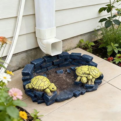 Brick Turtlle Statue Splash Block Gutter Downspout Garden Decor, Larger Gutter Downspout Splash Block Extensions Ornament Rain Concrete Resin Tortoise Diverter Accessory, Outdoor Decor Gift (13.8In)