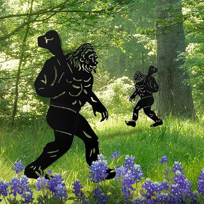 Bigfoot Garden Decor for Outside, Big Foot Silhouette Outdoor Statues, Sasquatch Gardening Gifts for Men/Dad/Women, Metal Yard Art for Lawn, Forests,Outdoor Decorations