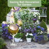 Nerien 8 Inch Gazing Ball, Stainless Steel Garden Mirror Globe, Polished Ornament Sphere, Hollow Floating Reflective Hemisphere, Home Outdoor Pond Housewarming Swimming Pool Decoration Gift, Rose Gold