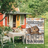 Welcome to the Nut House Garden Flag 12x18 Inch Double-Sided Outdoor Squirrel Decorations for Home Porch & Yard Outdoor Decoration