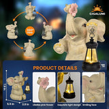 GIGALUMI Solar Garden Statues Elephant with Lantern Elephant Gifts for Women Birthday Gifts for Mom. Elephants Figurine Solar Garden Decor Outdoor Statues for Yard, Patio, Balcony, Lawn, Pond