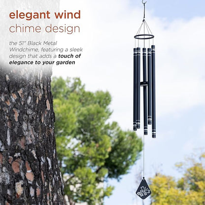 Alpine Corporation KAW196HH-BK Metal Wind Chime w/Butterfly Windcatcher, Decorative Garden & Patio Chime, 51''H, Black