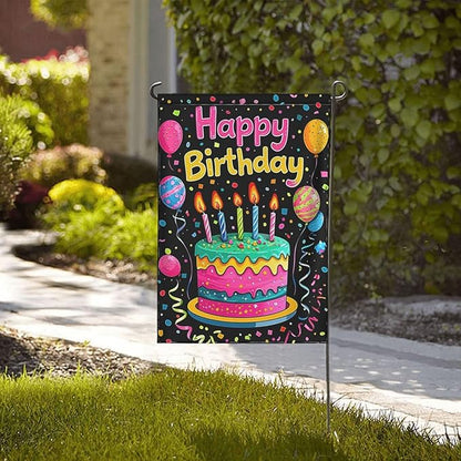 Happy Birthday Garden Flags 12×18 Inch Double Sided Decorative Yard Banner Seasonal Flag for Outdoor Outside Decor