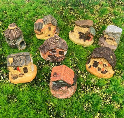 Kbraveo 12pcs Fairy Gardens Stone House and Fairy Gardens Tree, DIY Outdoor Decorations