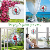 3D Cardinal Wind Spinner 3D Bird Spinners with Flower for Yard and Garden 3D Stainless Steel Cardinal Spinner with Unique Visual Effect Perfect Garden Decoration and Gift 10Inch