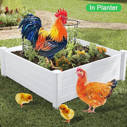 Metal Chicken Outdoor Decor,4 Pack Realistic Hen and Rooster Yard Stakes for Outside,Patio,Garden and Lawn Ornaments