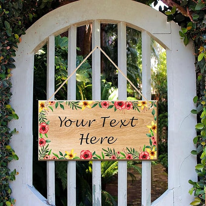 EDSG Personalized Signs Wooden Welcome Sign Custom Door Sign Personalized Plaque Yard Signs Garden Signs for Outside Hanging Wall Sign Home Decor(Design 3)