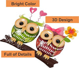 Metal Owl Couple Garden Stakes, Hand Painted 3D Yard Art, Colorful Outdoor Lawn Ornaments Sculpture Decor, Gift for Family and Couple (Small)