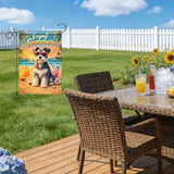 Nuxovilar Summer Garden Flag Enjoy Summer Dog Heart Glasses Sunset Pattern Polyester 12x18 Inches Garden Flags for Outside Seaside Decor Yard Porch
