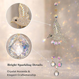 Hummingbird Crystal Suncatcher for Window Hanging, Rainbow Maker Prism Ornament with Hook, Sparkling Sun Catcher Decor for Home, Patio, Garden, Bird Lover Gift (Crystal Ball)