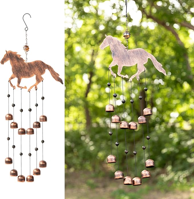 Dawhud Direct 24-inch H Galloping Horse Wind Chimes for Outside Unique - Moon Decor - Galloping Horse Windchimes - Outdoor Decorations - Garden Decoration, Gift for Women, Mom, Grandma, Unisex