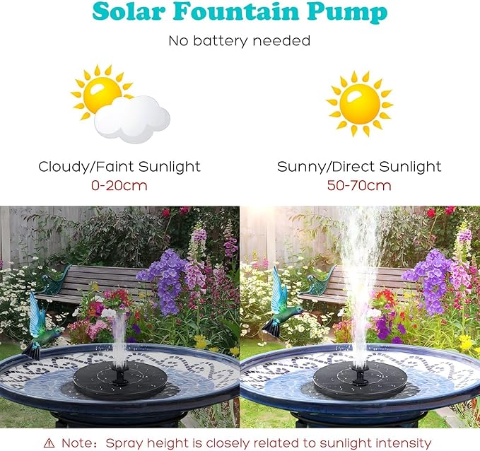 Solar Fountain Pump Bird Bath, 3W Floating Powered Water, Outdoor Panel for Garden, Pond, Pool, Decor & Tools