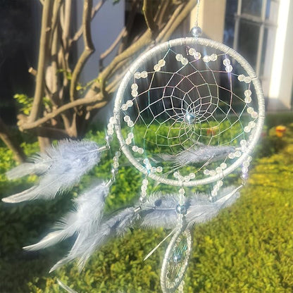 Dreamcatcher Handmade Feather Indian Round Net Wind Chimes for Balcony, Study, Bedroom Hanging Decoration