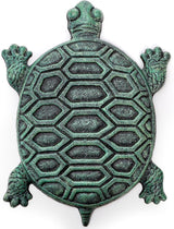 Lawei Cast Iron Turtle Stepping Stone, Sturdy Metal Stepping Mat for Front Door, Garden, Lawn and Yard, Verdigris Tortoise Decorative Stone Path Paver for Outdoor Walkway, 12.5 x9.4 Inch