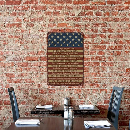 American Flag Star Spangled Banner Metal Signs Are For Home Patios, Terraces, Bars, Wall Decorations And Are 12x8 Inch In Size
