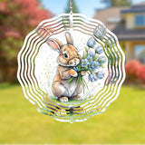 Easter Bunny Wind Spinner Easter Day Gifts 3D Metal Kinetic Hanging Wind Sculpture Spinners for Yard and Garden Indoor Outdoor Window Easter Rabbit Yard Art Garden Decoration 8 Inch (Bunny 8)