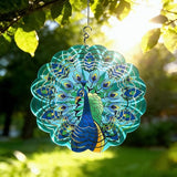 Peacock Metal Wind Spinner Outdoor 12 Inch 3D Hanging Wind Spinner for Outdoor & Indoor Decor, Garden Yard & Porch Ornament, Unique Kinetic Sculpture Gift for Women - Christmas Thanksgiving Decoration