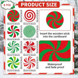 8-Piece Christmas Candy Yard Signs with Stakes Decorations – 8 Assorted Peppermint and Lollipop Designs 12.6 x 12.6 Inches Large Round Candy Signs for Outdoor Garden and Lawn Holiday Party Favor
