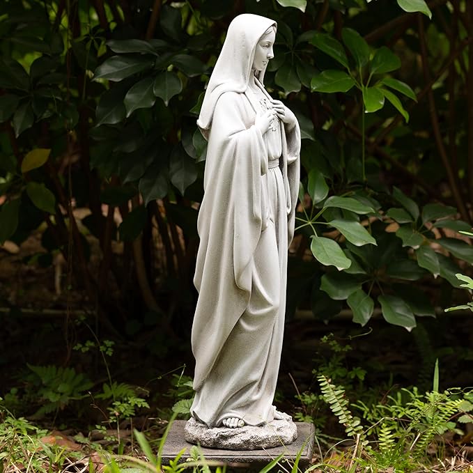 BC Catholic Immaculate Heart of Virgin Mary Statue, 24.5" H Large Holy Mother Statue for Garden, Mother Mary Outdoor Décor for Yard Patio Lawn Hallway, Catholic Gift, Handpainted by Buildclassic