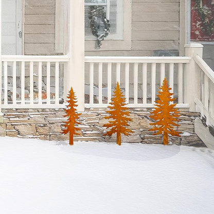 Pine Tree Metal Yard Decor Durable Outdoor Garden Stakes for Forest and Cabin Aesthetics