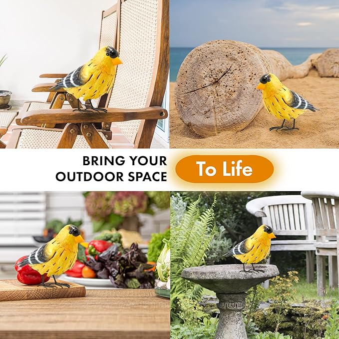 GUTE American Goldfinch Metal Garden Bird, Yard Sculpture Art - Large Realistic Standing Gold Finch Bird - Outdoor Fall, Winter, Spring, Summer Decoration - Decor - Perfect and Sympathy Gifts