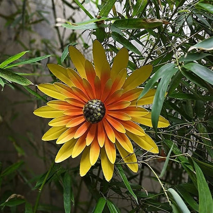 Metal Flower Wall Art Decor 12 in Iron Beautiful Floral Sculpture Hanging Wall Statue for Home Garden Patio (Color : Orange)