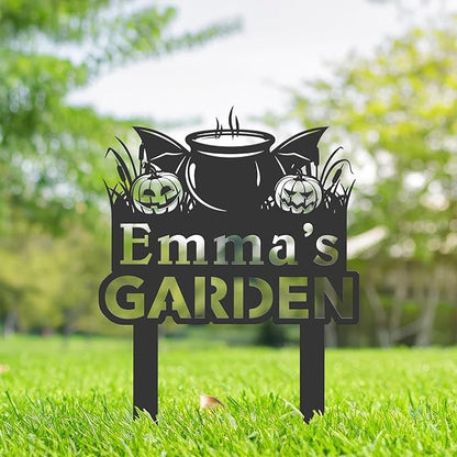 Personalized Halloween Pumpkins Cauldron Metal Garden Sign,Custom Yard Sign With Stake,Outdoor Garden Décor,Pumpkins Lawn Garden Decorated Statue,Pumpkins Lover Gifts Kailyard Plaque.