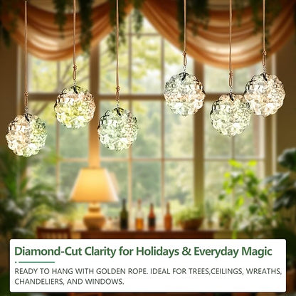 1.8in Clear Crystal Glass Flower Prisms 6pcs Crystal Hanging Ornaments for Window Glass Ornaments for Crafts for Mother's Day Wedding Party Decor