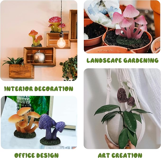 Mini Resin Mushroom Figurines, 6 Pieces Lawn Fairy Wild Garden Resin Bonsai Craft Decoration for Home DIY Micro Fairy Garden Landscape