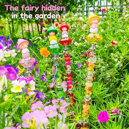 Fairy Garden Accessories Outdoor Kit - DIY Fairy Wand Beaded Garden Stakes Decorative with Miniature Mushrooms Figurine for Different Festivals, Beadable Items (Mushrooms)