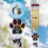 Personalized Pet Memorial Wind Chimes, Custom Photo Crystal Paw Print Suncatcher Ornament, Pet Keepsake Memorial Sympathy Gift for Loss of Dog Cat Lover, Remembrance Wind Chimes Outdoor Décor