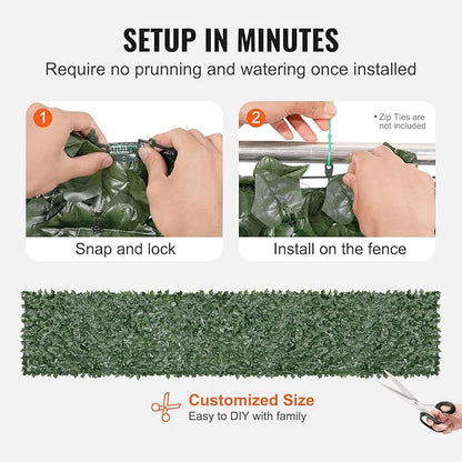 VEVOR Artificial Ivy Privacy Fence Screen, 39 x 198 in Faux Ivy Vine Leaf Hedges Fence, Greenery Privacy Fence with Mesh Cloth Backing, Green Wall Decoration for Outdoor Garden, Yard, Balcony