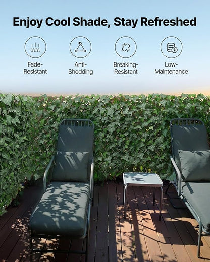VEVOR Expandable Fence Privacy Screen, 25 x 126 in Expand Artificial Plant Wall, Realistic Artificial Ivy Panel with 50 Zip Ties, Decorative Faux Greenery Backdrop Hedges for Balcony Patio Outdoor