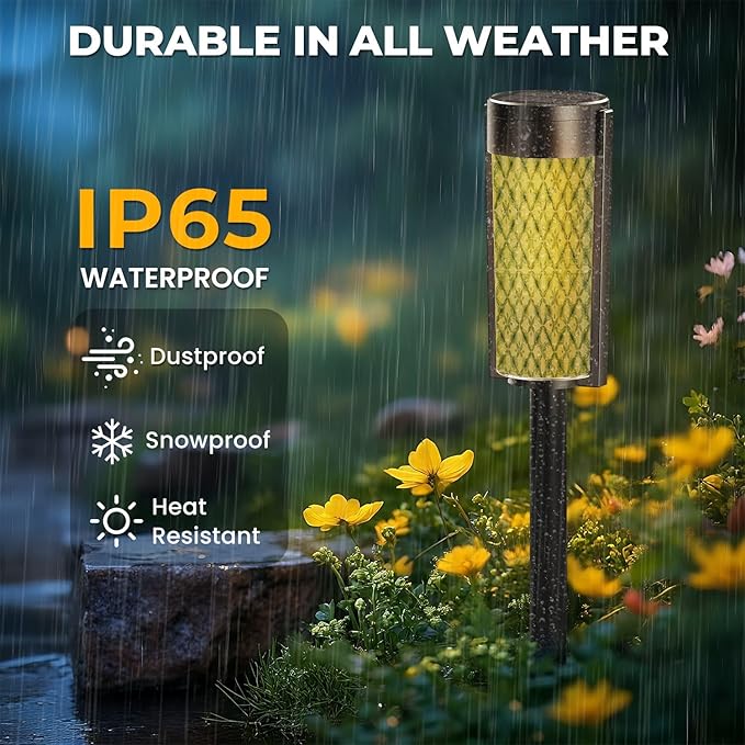 8 Pack Solar Pathway Lights Outdoor Waterproof green marble vintage ceramic tiles Floral art design wall tiles floor Solar Garden Lights LED Landscape Lighting for Yard Walkway Lawn Garden Decor