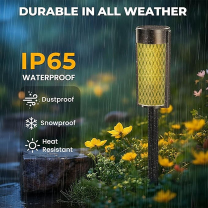8 Pack Solar Pathway Lights Outdoor Waterproof green marble vintage ceramic tiles Floral art design wall tiles floor Solar Garden Lights LED Landscape Lighting for Yard Walkway Lawn Garden Decor