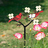 Cardinal Decor Red Bird Figurine Metal Garden Stake Cardinal Bird Decorative Red Cardinal on Branch Outdoor Decor for Balcony, Yard, Lawn Gift for Mom, Bird Lover
