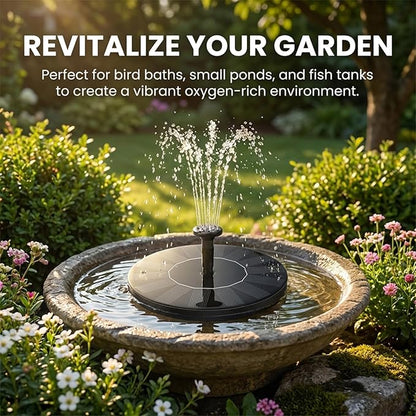 Solar Fountain - Floating Solar Water Pump for Bird Bath, Outdoor Water Feature No Battery or Electricity Needed, Easy-to-Use Fountain for Garden, Pond & Patio (16cm)