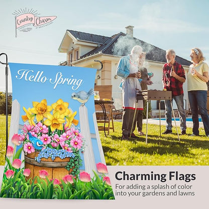 Seasonal Garden Flags Set of 10 12x18 inch Double Sided Yard Flags, Outside Small Garden Flag with Anti-Wind Clip and Stopper, Outdoor Holiday Lawn Decorative Decor