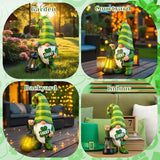 Retisee Solar St. Patrick's Day Garden Statue Resin Gnome Statue with Shamrock LED Lights Outdoor Lucky Solar Light Figurine Decoration for Yard Patio Lawn Gift for St. Patrick's Day Irish
