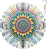 Mandala Wind Spinner for Yard and Garden 3D Stainless Steel Wind Spinner Unique Gift Outdoor Metal 10 inch 3D Mandala Wind Sculptures with Unique Visual Effect