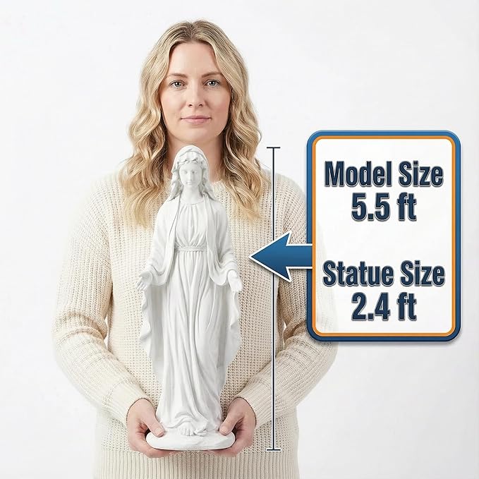 Virgin Mary 29.3 Inch Outdoor Statue Garden Decor Statues Mother Religious Blessed Catholic Mother Mary Yard Patio Deck Home Hallway Entryway Sculpture