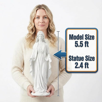 Virgin Mary 29.3 Inch Outdoor Statue Garden Decor Statues Mother Religious Blessed Catholic Mother Mary Yard Patio Deck Home Hallway Entryway Sculpture